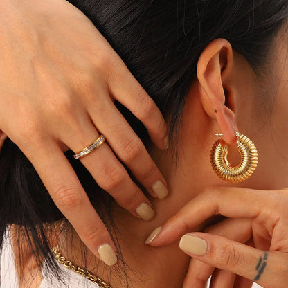 [Gaonasi]Aubrey Textured Gold Hoops