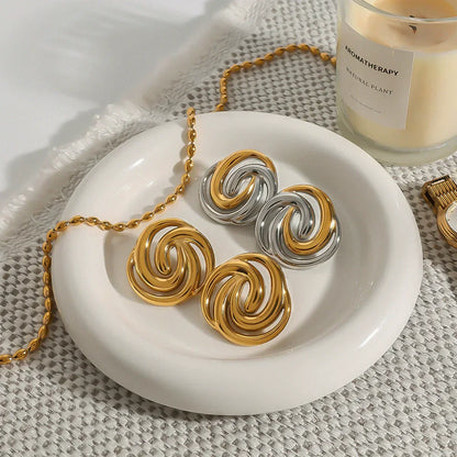 [Gaonasi]Janice Triple Spiral Gold Earrings