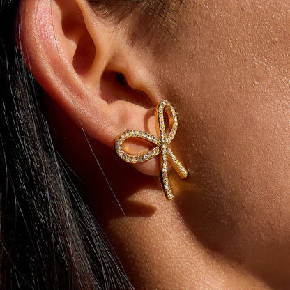 [Gaonasi]Dannah Diamond Bow Tie Earrings