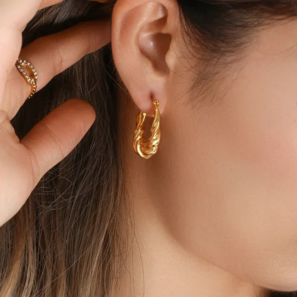 [Gaonasi]Adaline Twist Hoop Earrings