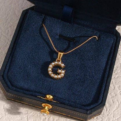 [Gaonasi]Augustine Initial Letter Pearl Necklace