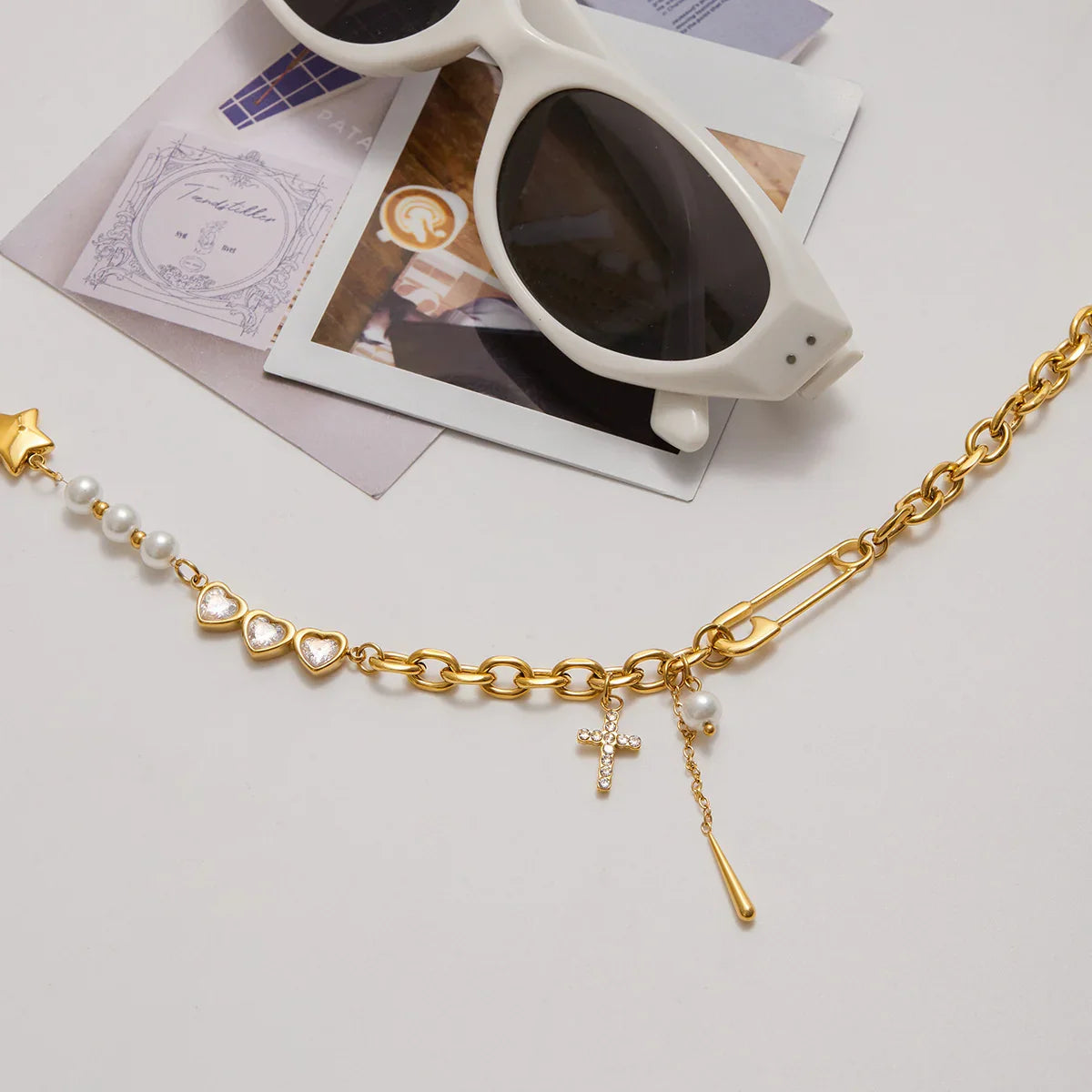 [Gaonasi]Zeraphine Diamond Pearl Gold Necklace