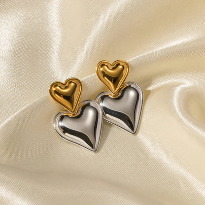 [Gaonasi]Zofia Two Tone Heart Earrings