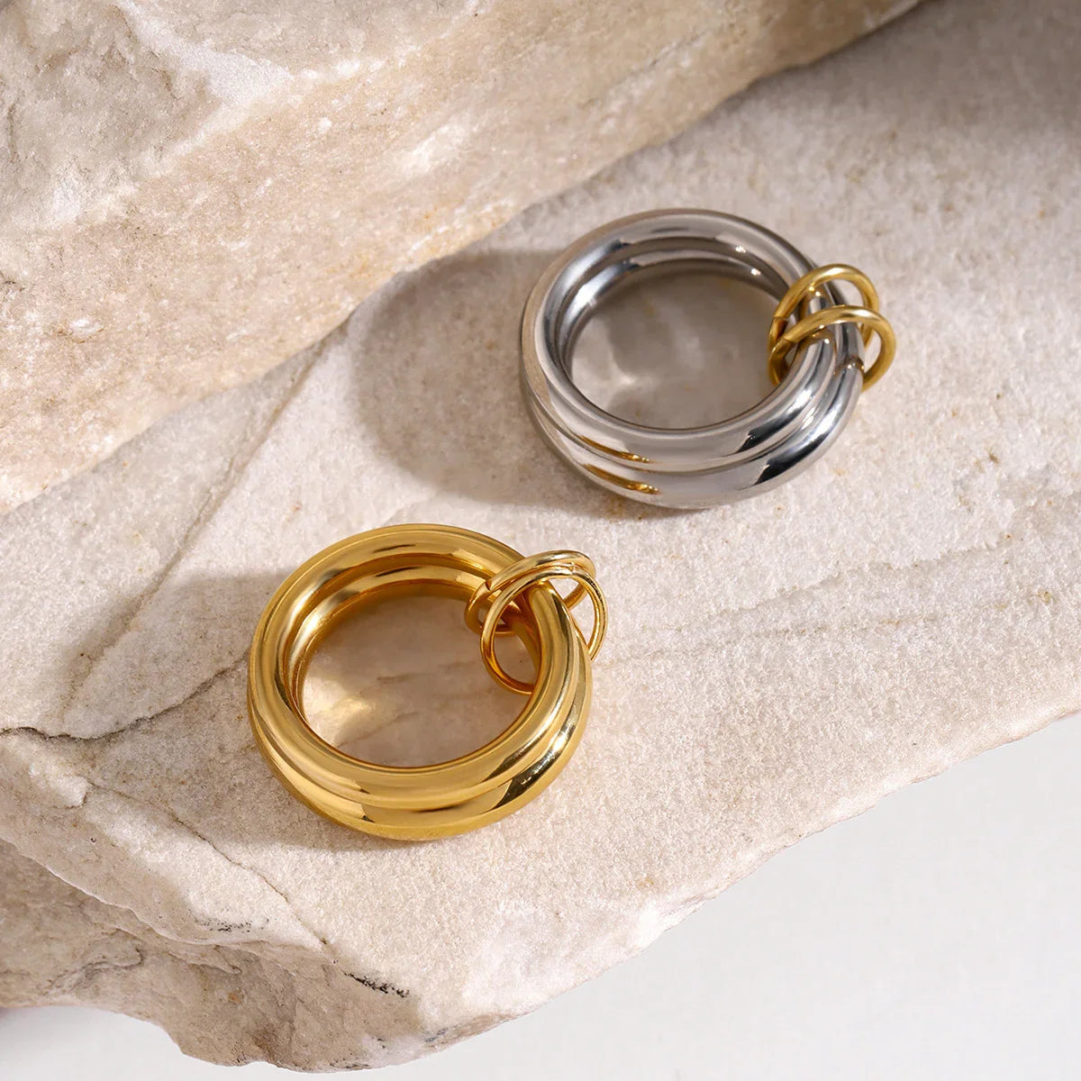 [Gaonasi]Dune Stacked Gold Ring