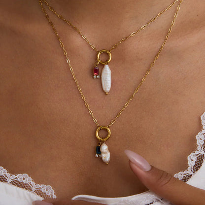 [Gaonasi]Caitlin Birthstone Pearl Necklace