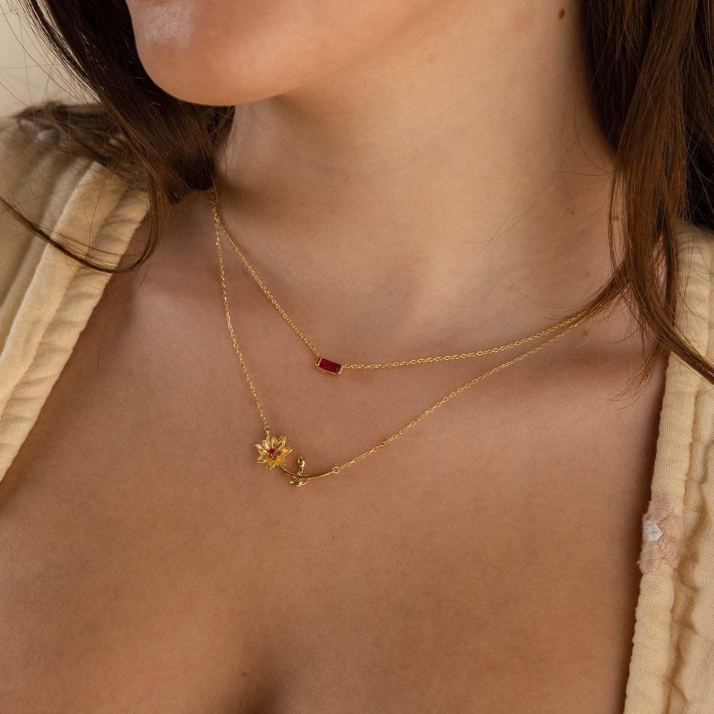 [Gaonasi]Maribelle Birth Flower Gold Necklace