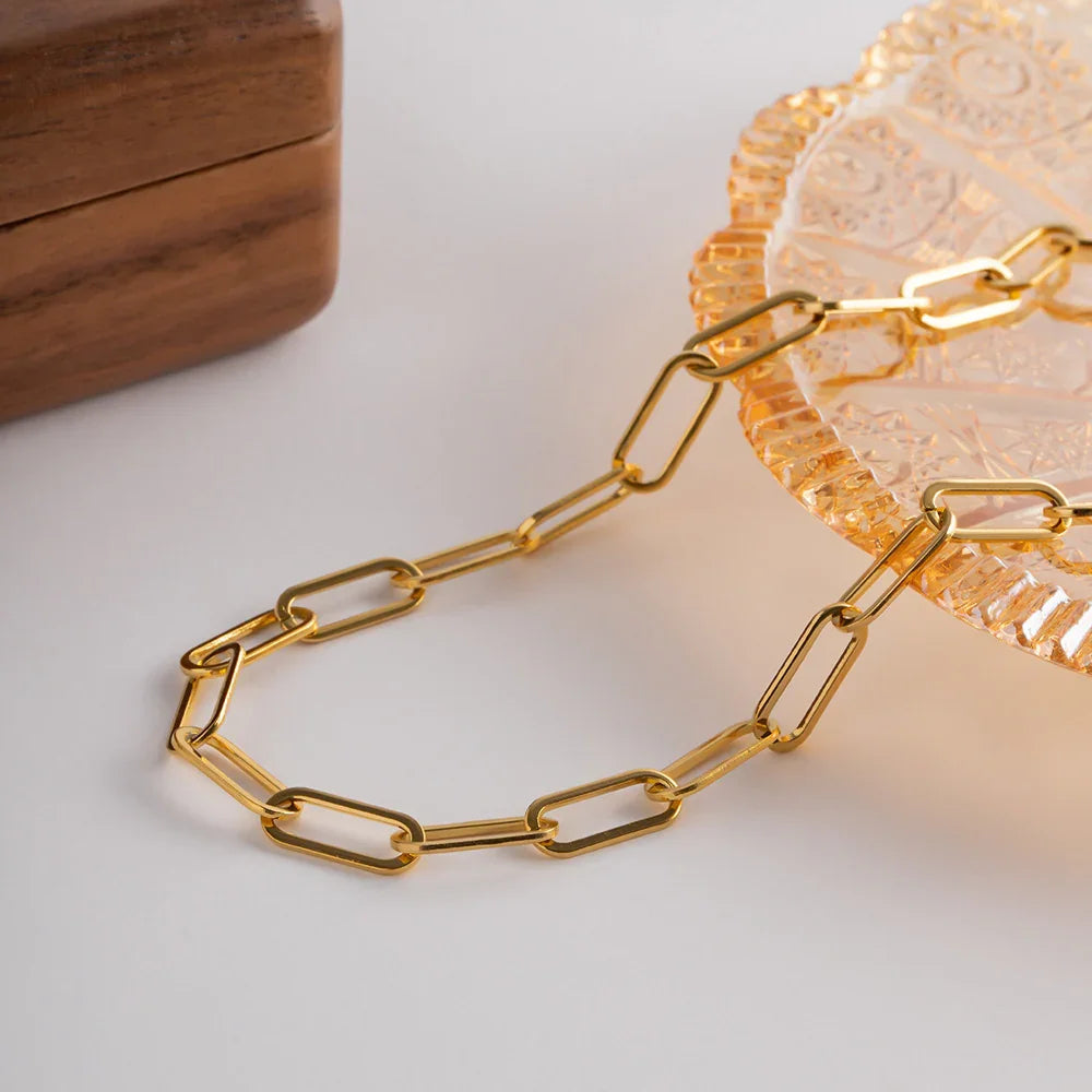 [Gaonasi]Ria Gold Paperclip Chain Necklace