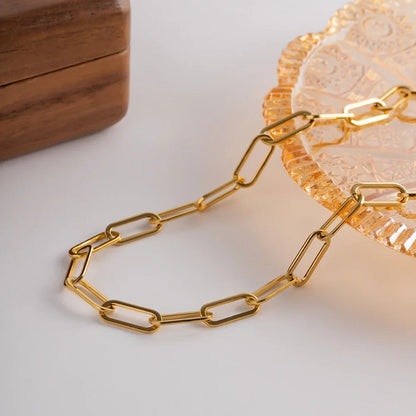 [Gaonasi]Ria Gold Paperclip Chain Necklace