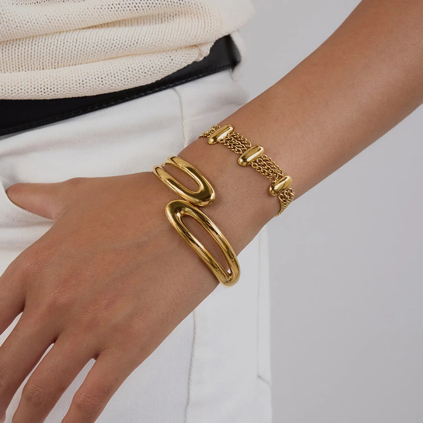 [Gaonasi]Kathleen Layered Chain Gold Bracelet