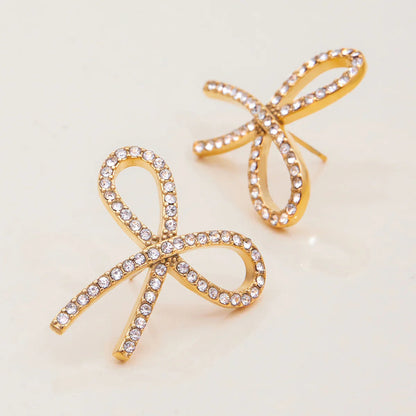 [Gaonasi]Dannah Diamond Bow Tie Earrings