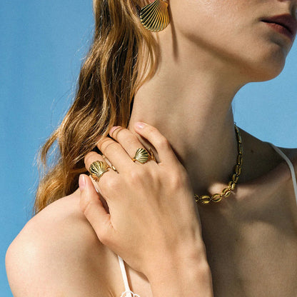 [Gaonasi]Nicole Seashell Gold Earrings