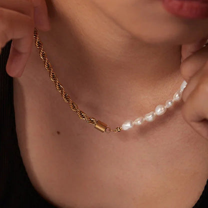 [Gaonasi]Dualia Gold Pearl Necklace