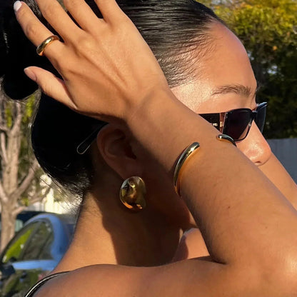 [Gaonasi]Carrie Chunky Bean Gold Earrings