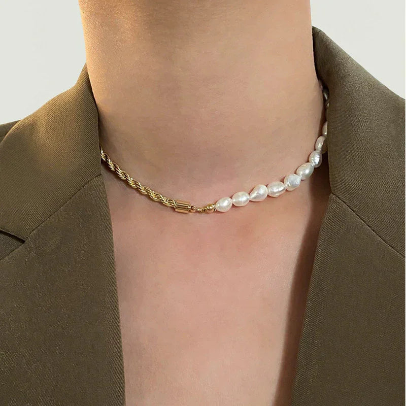 [Gaonasi]Dualia Gold Pearl Necklace