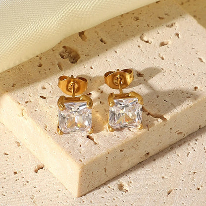 [Gaonasi]March Solitaire Gold Earrings