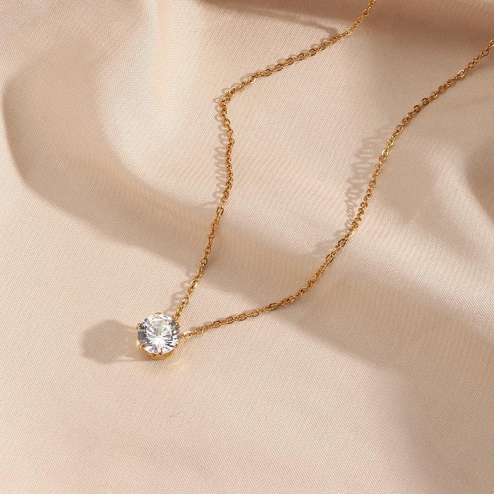 [Gaonasi]Kyla Solitaire Gold Necklace
