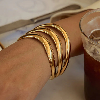 [Gaonasi]Meredith Triple Layer Gold Bangle