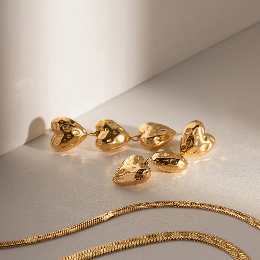[Gaonasi]Heather Heart Gold Earrings