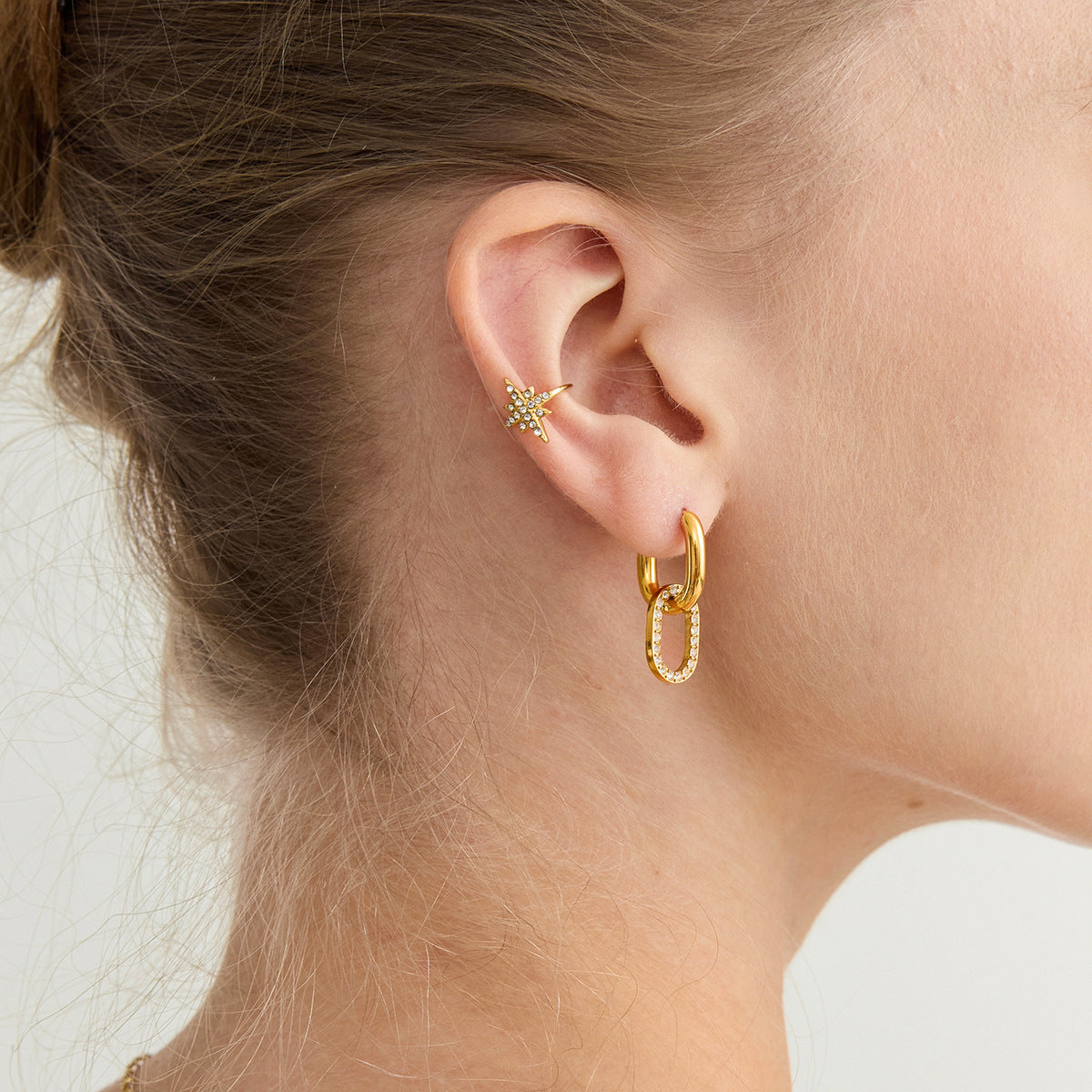 [Gaonasi]Aina Double Hoop Diamond Earrings