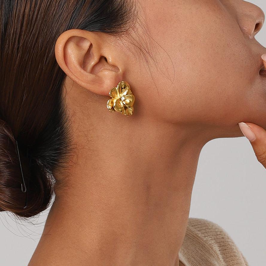 [Gaonasi]Ainsley Floral Gold Earrings