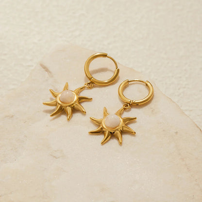 [Gaonasi]Helia Sun-shaped Moonstone Earrings