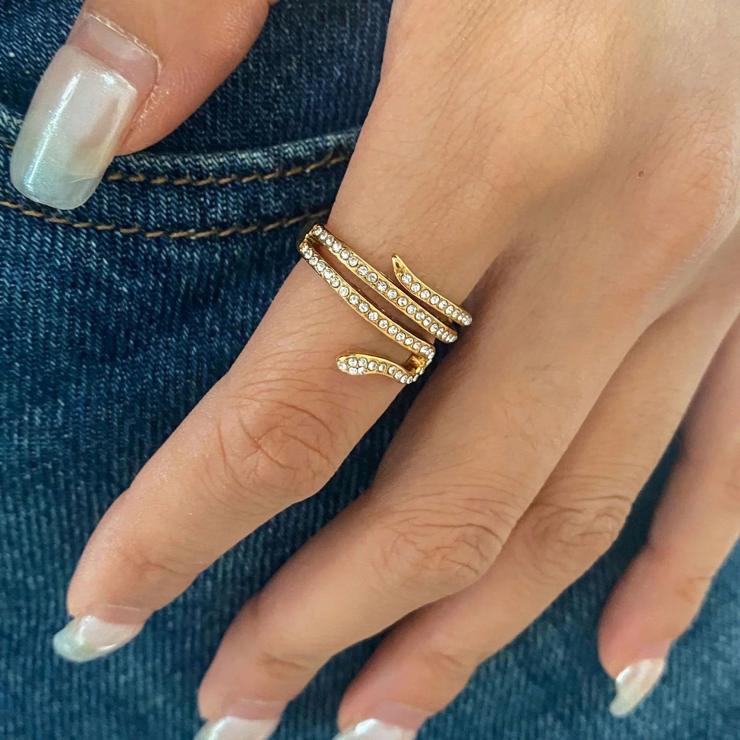 [Gaonasi]Serpentina Layered Diamond Ring