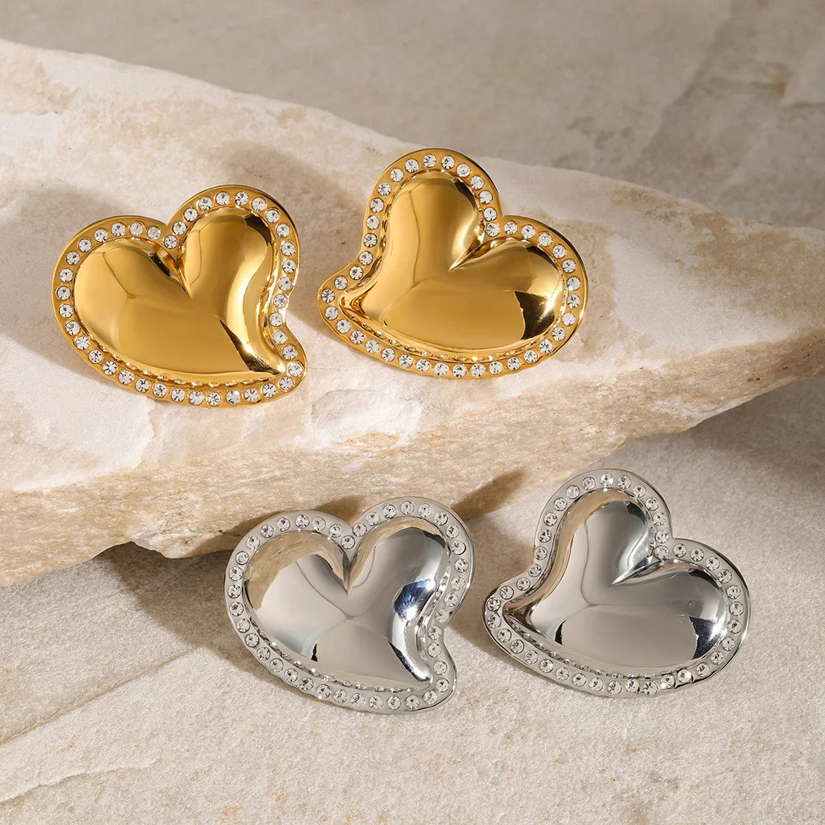 [Gaonasi]Holly Heart Gold Earrings