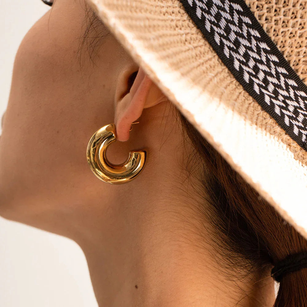 [Gaonasi]Natalia Chunky Gold Hoops