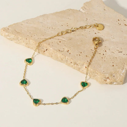 [Gaonasi]Francia Green Heart Bracelet
