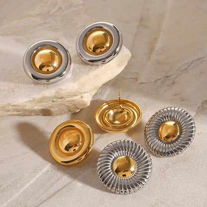 [Gaonasi]Summers Gold Button Earrings