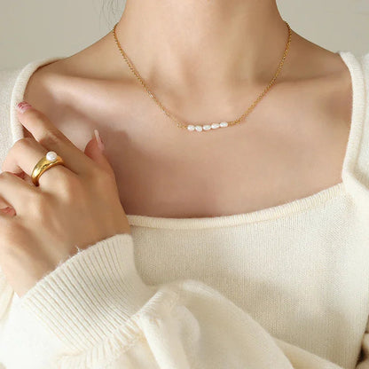 [Gaonasi]Fleur Freshwater Pearl Gold Necklace