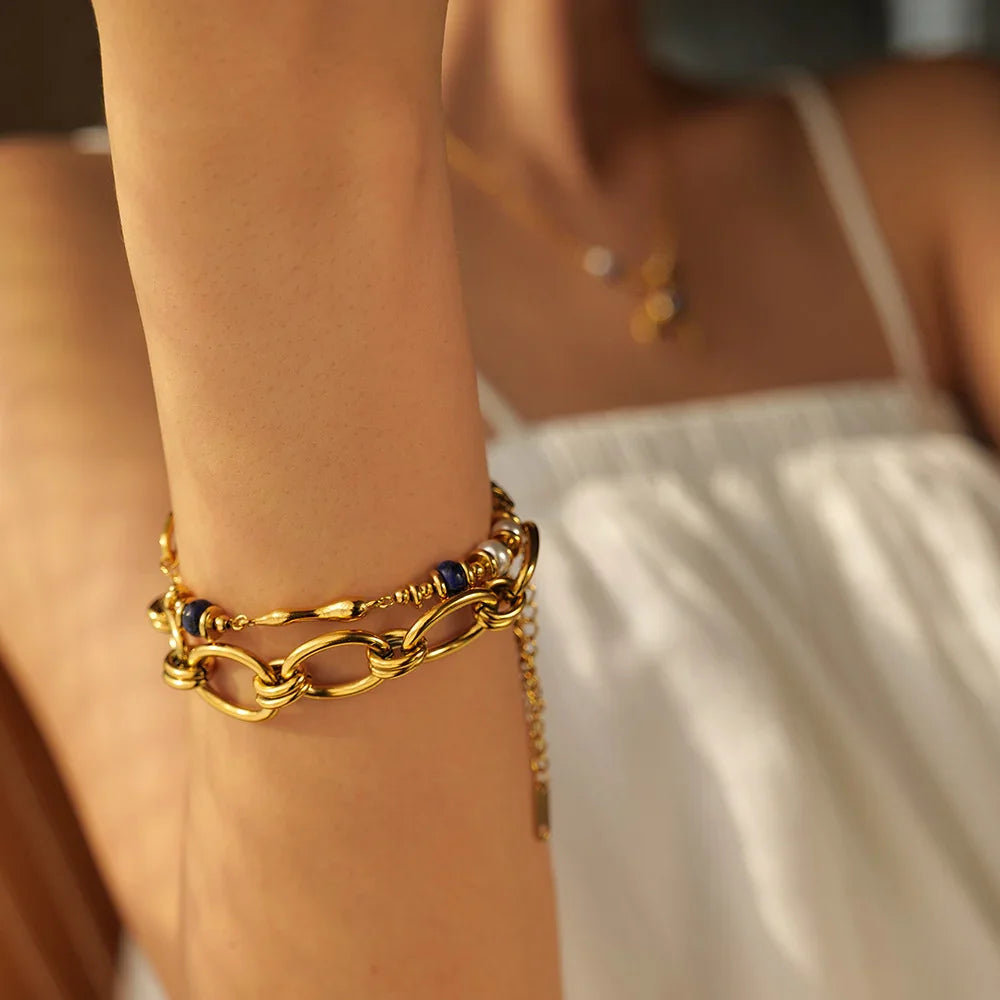 [Gaonasi]Quintessa Layered Chain Pearl Bracelet