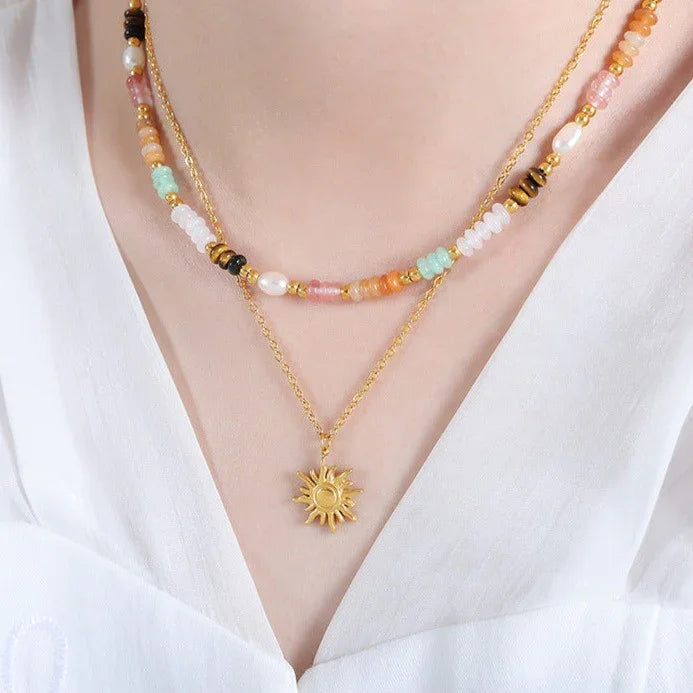 [Gaonasi]Eliora Gold Sun Necklace
