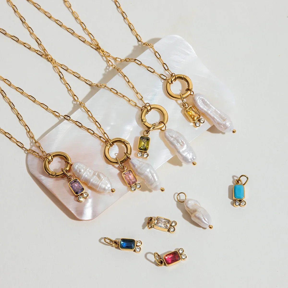 [Gaonasi]Caitlin Birthstone Pearl Necklace