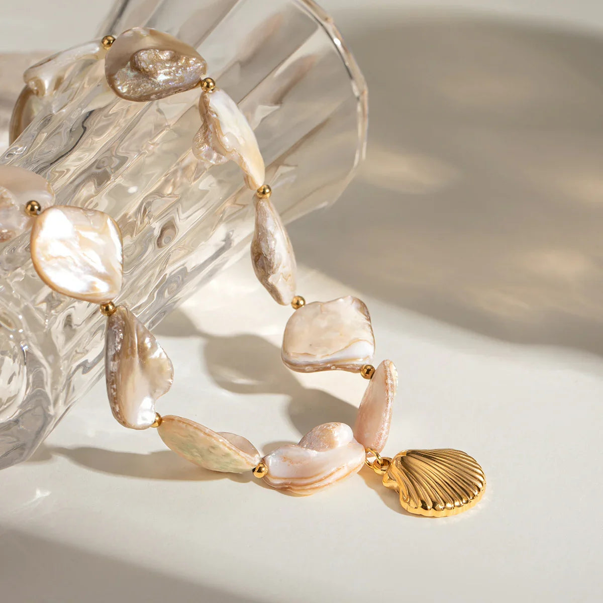 [Gaonasi]Aquamarine Seashell Necklace