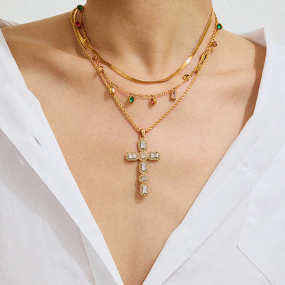 [Gaonasi]Evangelina Diamond Cross Necklace