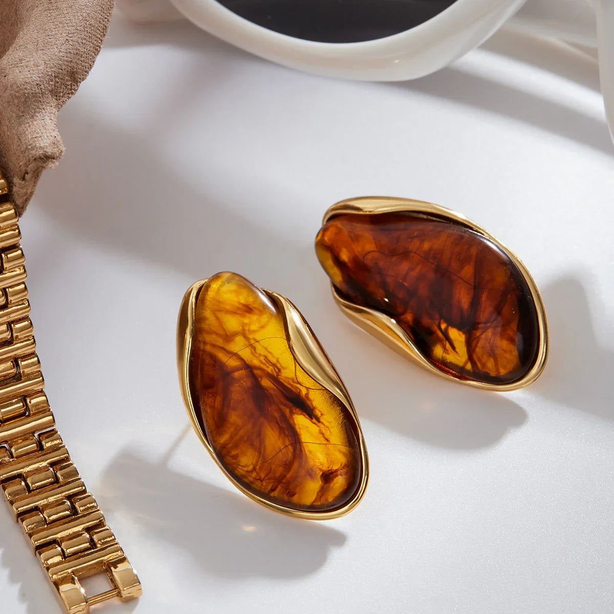 [Gaonasi]Amelise Polished Gemstone Earrings