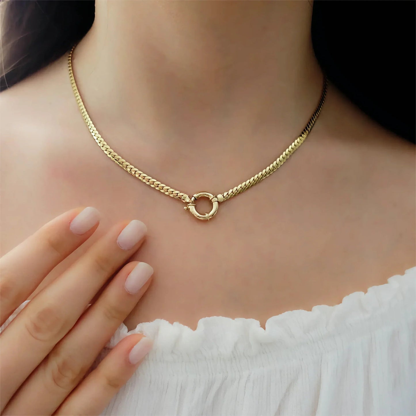 [Gaonasi]Gardenia Gold Herringbone Pendant