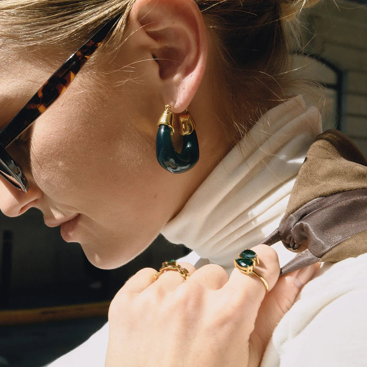 [Gaonasi]Leighton Chunky Enamel Hoops
