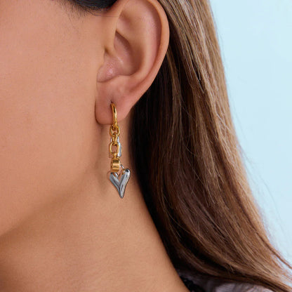 [Gaonasi]Sarah Heart & Lock Gold Earrings
