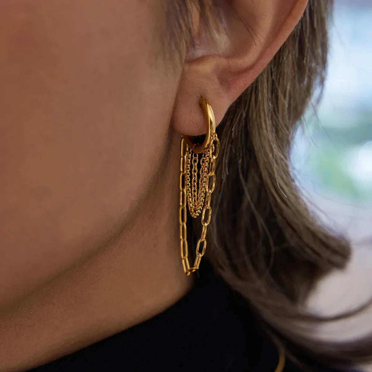 [Gaonasi]Alaina Link Chain Hoops