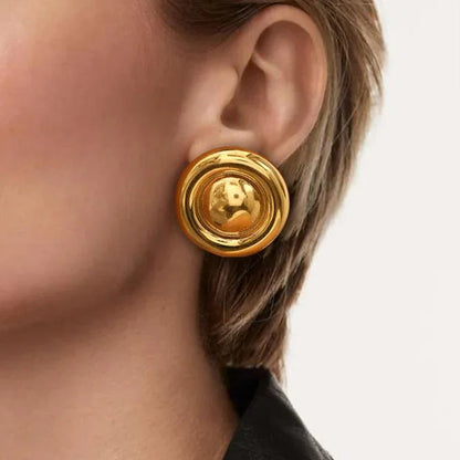 [Gaonasi]Summers Gold Button Earrings