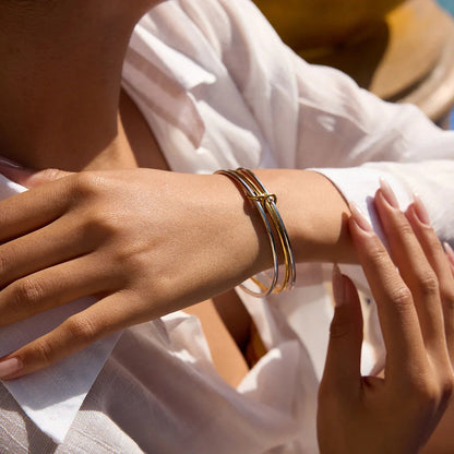 [Gaonasi]Romina Two Tone Stacked Bracelet