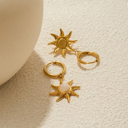 [Gaonasi]Helia Sun-shaped Moonstone Earrings