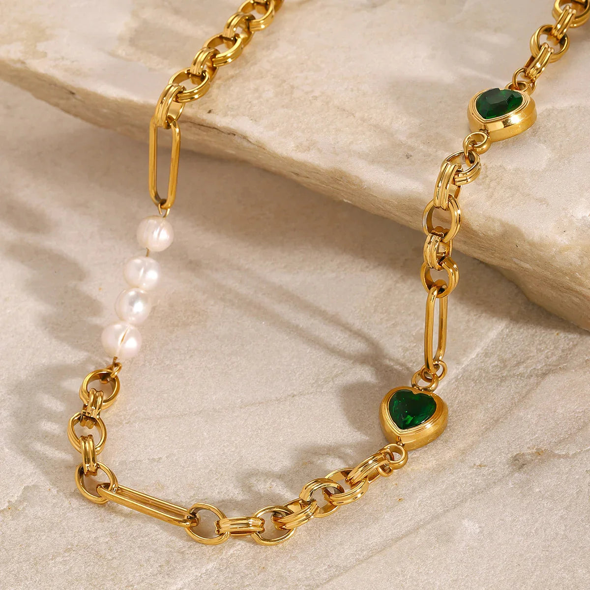 [Gaonasi]Maddison Pearl Chain Gold Necklace