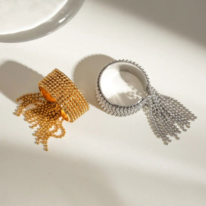 [Gaonasi]Krystelle Gold Tassel Ring