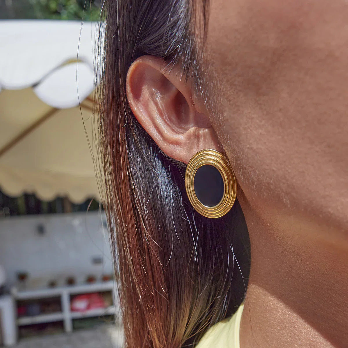 [Gaonasi]Ruthie Gold Enamel Earrings
