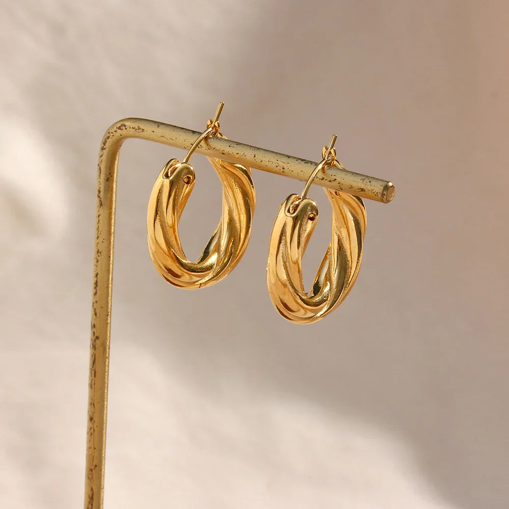 [Gaonasi]Denisse Twisted Hoop Earrings
