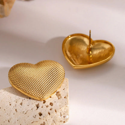 [Gaonasi]Cecelia Textured Heart Earrings