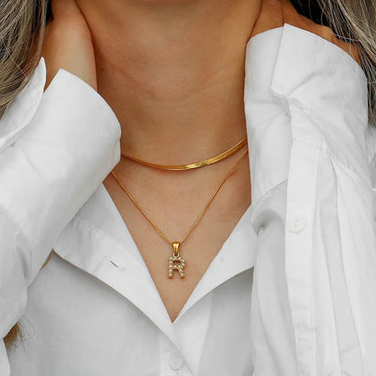 [Gaonasi]Fiona Layered Gold Initial Letter Necklace